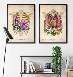 Codex Anatomicus Lungs Anatomy | Heart Anatomy^Heart, lungs and rib cage - Floral - Vintage
