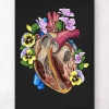 Codex Anatomicus Heart Anatomy^Heart with flowers II - Black