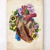 Codex Anatomicus Heart Anatomy^Heart with flowers II - Old paper