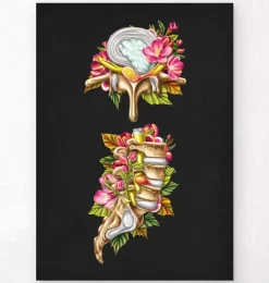 Codex Anatomicus Skull & Skeleton^Herniated disc - Floral - Black