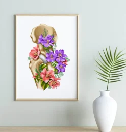 Codex Anatomicus Skull & Skeleton^Hip joint anatomy - Floral - White