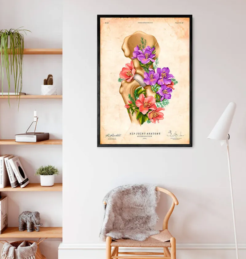 Codex Anatomicus Skull & Skeleton^Hip joint anatomy - Floral - Vintage