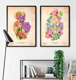 Codex Anatomicus Skull & Skeleton^Hip joint anatomy - Floral - Vintage