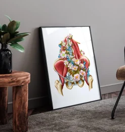 Codex Anatomicus Skull & Skeleton^Iliacus and Psoas muscles - Floral - White