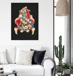 Codex Anatomicus Skull & Skeleton^Iliacus and Psoas muscles - Floral - Black