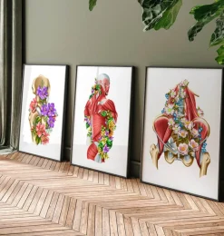 Codex Anatomicus Skull & Skeleton^Iliacus and Psoas muscles - Floral - White