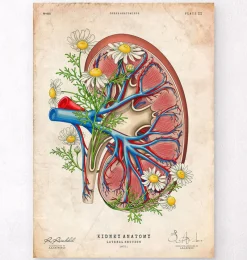 Codex Anatomicus Kidney & Liver^Kidney anatomy II - Floral - Vintage