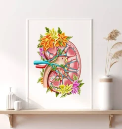 Codex Anatomicus Kidney & Liver^Kidney anatomy II - Floral - White