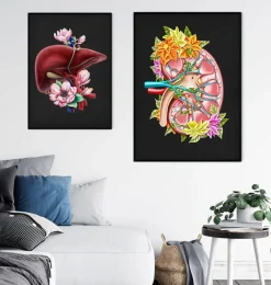 Codex Anatomicus Kidney & Liver^Kidney anatomy II - Floral - Black