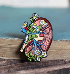 Codex Anatomicus Enamel Pins^Kidney with flowers - Enamel pin