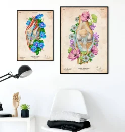 Codex Anatomicus Skull & Skeleton^Knee anatomy - Floral - Vintage
