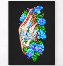 Codex Anatomicus Skull & Skeleton^Knee anatomy II - Floral - Black