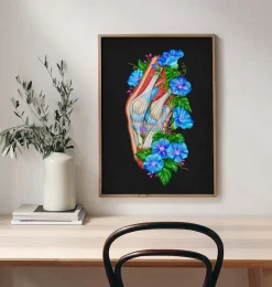 Codex Anatomicus Skull & Skeleton^Knee anatomy II - Floral - Black