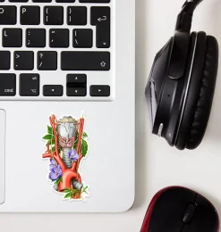 Codex Anatomicus Stickers^Larynx, aorta, thyroid anatomy sticker - Floral