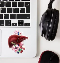 Codex Anatomicus Stickers^Liver anatomy sticker - Floral