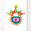 Codex Anatomicus Skull & Skeleton^Lumbar vertebra - Watercolor splash
