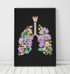 Codex Anatomicus Lungs Anatomy^Lungs anatomy - Floral - Black