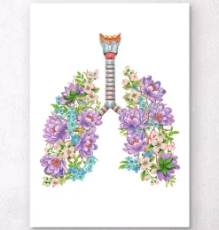 Codex Anatomicus Lungs Anatomy^Lungs anatomy - Floral - White
