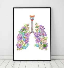 Codex Anatomicus Lungs Anatomy^Lungs anatomy - Floral - White
