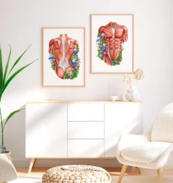 Codex Anatomicus Full Body Anatomy^Male back muscles - Floral - White