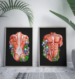 Codex Anatomicus Full Body Anatomy^Male back muscles - Floral - Black