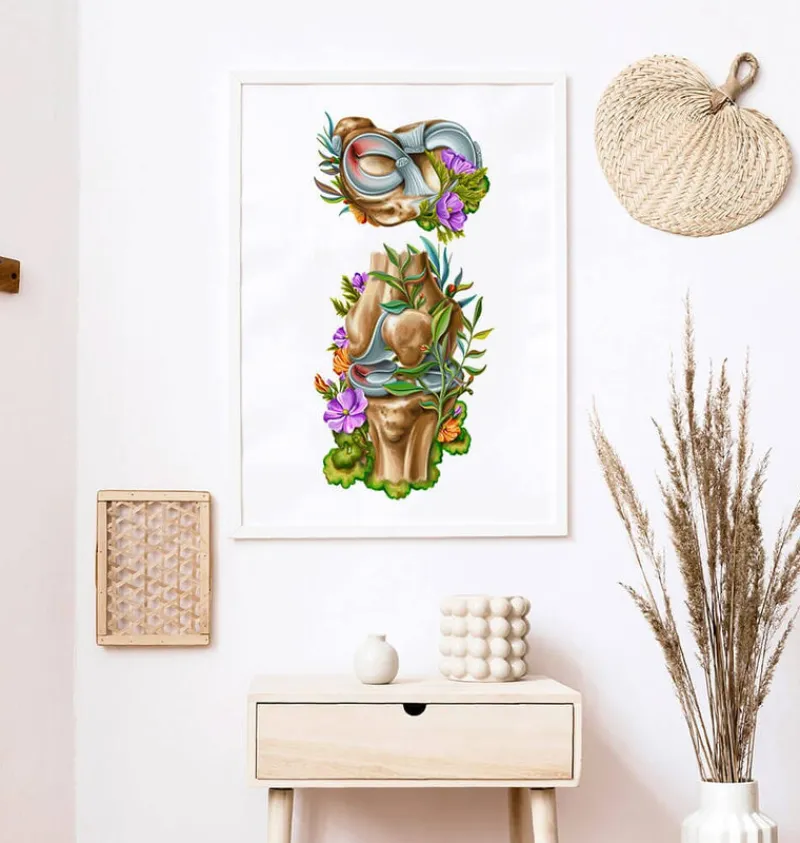 Codex Anatomicus Skull & Skeleton^Meniscus tear anatomy - Floral - White