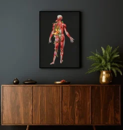 Codex Anatomicus Full Body Anatomy^Muscular system, back - Floral - Black