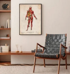 Codex Anatomicus Full Body Anatomy^Muscular system, back - Floral - Vintage