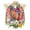Codex Anatomicus Stickers^Rib cage & heart anatomy sticker - Floral