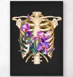Codex Anatomicus Skull & Skeleton^Rib cage anatomy - Floral - Black