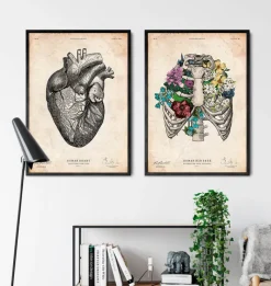 Codex Anatomicus Skull & Skeleton^Rib cage II - Floral - Vintage
