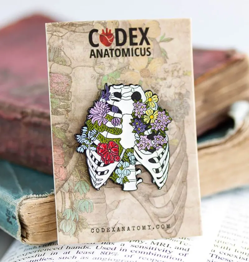 Codex Anatomicus Enamel Pins^Rib cage with flowers - Enamel pin