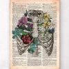 Codex Anatomicus Skull & Skeleton^Rib cage with flowers - Old dictionary page