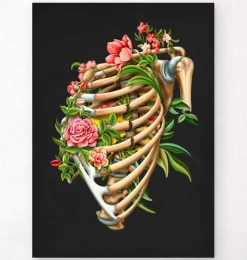 Codex Anatomicus Skull & Skeleton^Rib fracture - Floral - Black