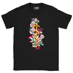 Codex Anatomicus T-shirts^Rod of Asclepius T-Shirt - Floral