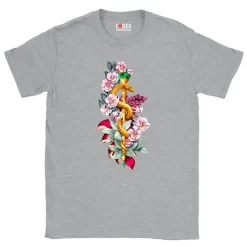 Codex Anatomicus T-shirts^Rod of Asclepius T-Shirt - Floral