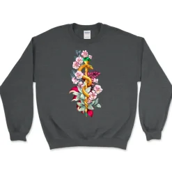 Codex Anatomicus Sweatshirts^Rod of Asclepius Unisex Sweatshirt - Floral