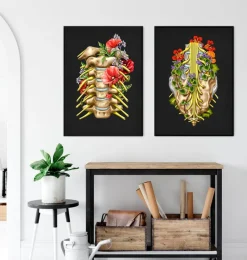 Codex Anatomicus Skull & Skeleton^Sacral nerves - Floral - Black