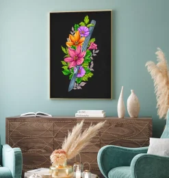 Codex Anatomicus Heart Anatomy^Scalpel with flowers - Black