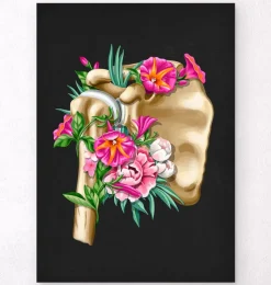 Codex Anatomicus Skull & Skeleton^Shoulder anatomy - Floral - Black