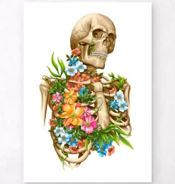 Codex Anatomicus Skull & Skeleton^Skeleton anatomy - Floral - White