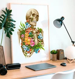 Codex Anatomicus Skull & Skeleton^Skeleton anatomy - Floral - White