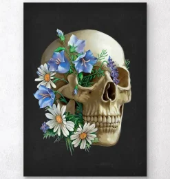 Codex Anatomicus Skull & Skeleton^Skull anatomy - Floral - Black