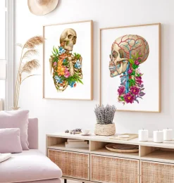 Codex Anatomicus Skull & Skeleton^Skull anatomy II - Floral - White