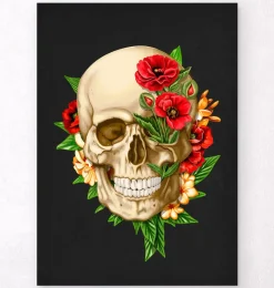 Codex Anatomicus Skull & Skeleton^Skull anatomy IV - Floral - Black