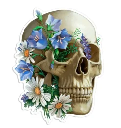 Codex Anatomicus Stickers^Skull anatomy sticker - Floral