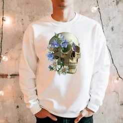Codex Anatomicus Sweatshirts^Skull Unisex Sweatshirt - Floral