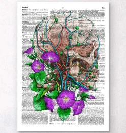 Codex Anatomicus Skull & Skeleton^Skull with flowers - Dictionary page