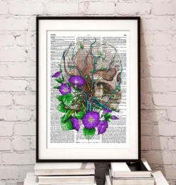 Codex Anatomicus Skull & Skeleton^Skull with flowers - Dictionary page