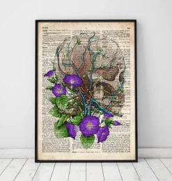 Codex Anatomicus Skull & Skeleton^Skull with flowers - Old dictionary page